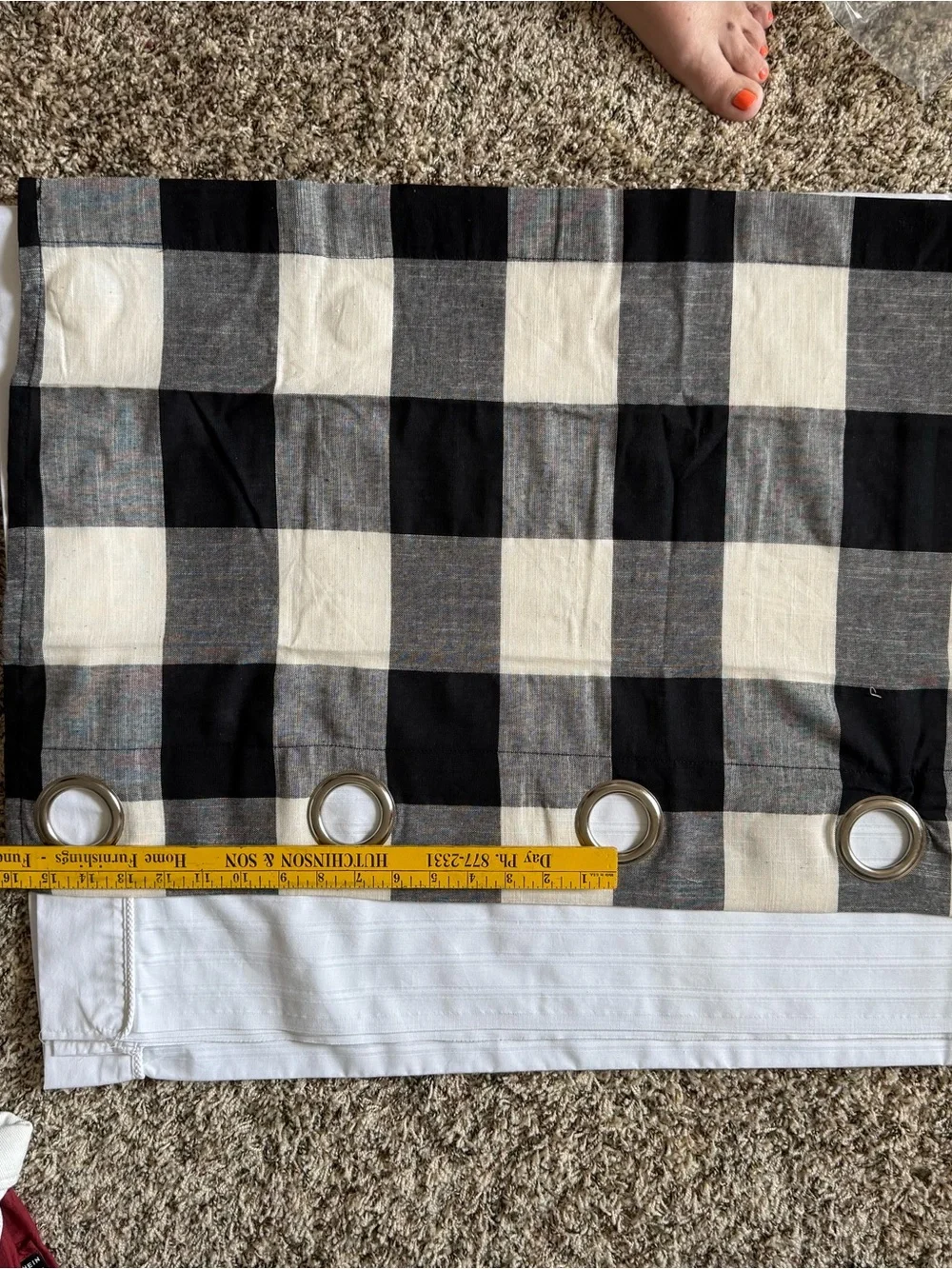 Black and Cream Buffalo Check Grommet Curtain Panels - Set of 2